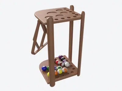 Billiard 10 Cue Corner Floor Rack Light 3D model