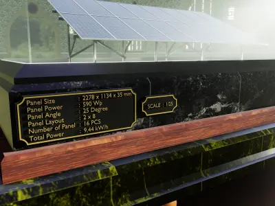 Solar Energy Construction Table 2x8 Diorama Low-poly 3D model