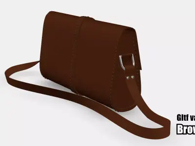 Realistic Leather Women Handbag Stitched Details GLTF Variants 3D model