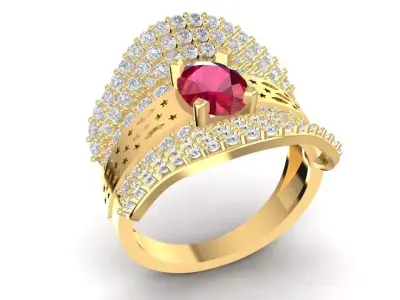 Luxury Emerald Gemstone Diamond Gold Ring 3D Model  1765 3D print model