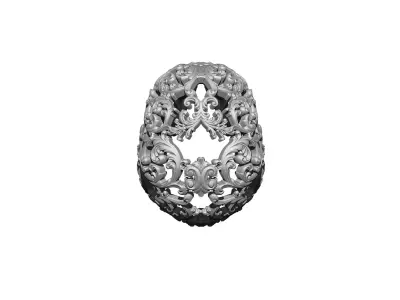 High Detailed Decor Art Floral Carved Pattern Skull  3D print model