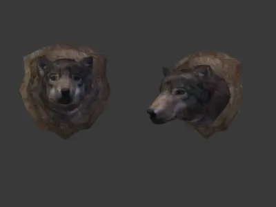 Next Gen AAA Wolf Head Trophy - game model lowpoly Low-poly 3D model