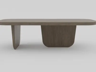 Modern Wooden Conference Table  Rounded Edge Rectangular Design Free low-poly 3D model