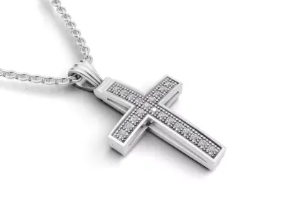AV 727 Diamond Ladies Cross Pendant 3D print model