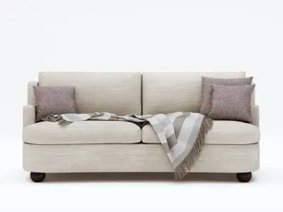 Two Seater sofa with throw and cushions 3D model