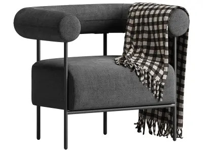 Fulbourn Rust Ochre Velvet Armchair 3D model