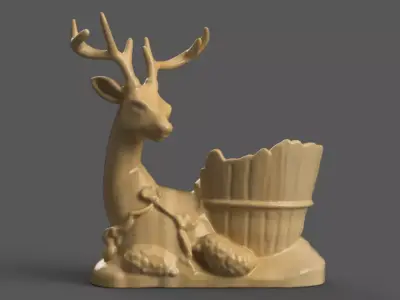 deer  planter - vase - urn - candy dish - candle holder  3D print model