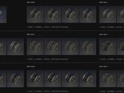 Sci-Fi Stairs Collection Rusty and Basic Version Low-poly 3D model