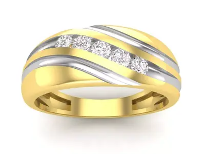 AV 510 Diamond Mens Fashion 5 Stone Wedding Band 3D print model