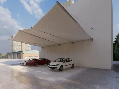 Modern Triangular Car Parking Shade  Low-poly 3D model