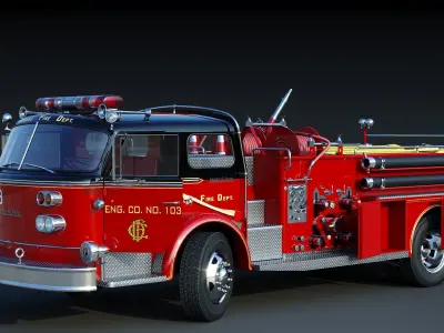 Fire truck American La France 900 Chicago Fire Dep Low-poly 3D model
