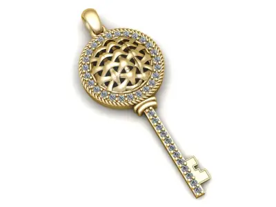 Fashion Daimond Key Pendant 3d Printable Model 3D print model