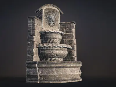 Stone Fountain low-poly game-ready Low-poly 3D model
