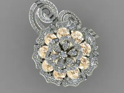 Daimond Flower With the Top Of Pear Green Opals 3D Ring  3D print model