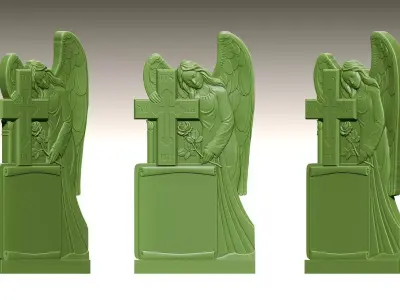 Grieving Angel with Rose STL Model 3D print model