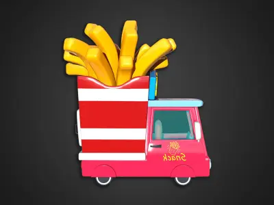 Asset - Cartoons - Food Car - Potato Snacks Car 3D model