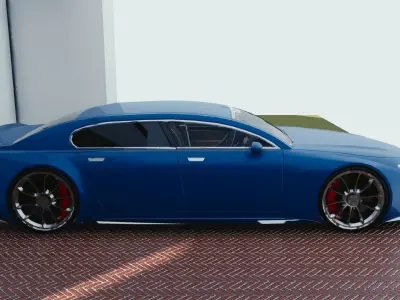 BLENDER EEVEE Brandless Extended Wheelbase 4 door sedan Low-poly 3D model