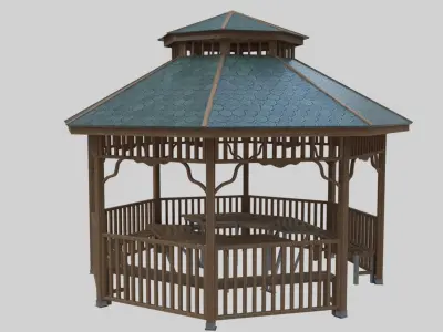 Wood Garden Pergola - Gazebo 01 Low-poly 3D model