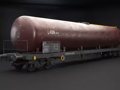 Used nad Rusted Tanker Railcar Low-poly 3D model