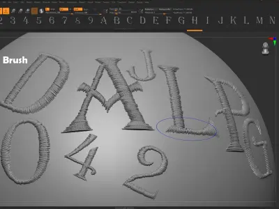 EmbroideryCG Font English01A 3cm Zbrush Tools 3D model