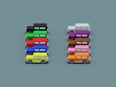 Voxel Cars Low-poly 3D model