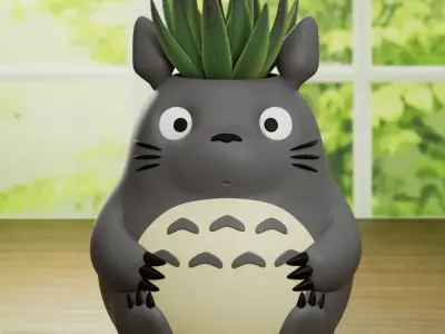 Totoro Chibi Planter Pen Holder Ghibli Fanart No Supports 3D print model