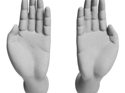 Hands handles for funiture or doors Low-poly 3D model