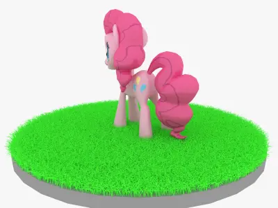 Cartoon Pink Pony Rigged Low-poly 3D model