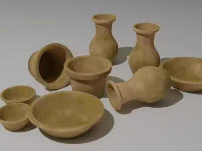 terracotta vases Free low-poly 3D model