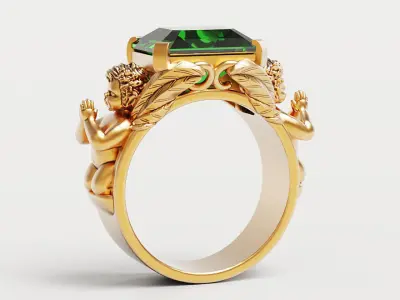 Emerald and praying baby angel Silver Gold  Print 3D print model