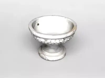 Ornate Marble Floral Pedestal Bowl 3D model
