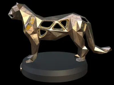 Steampunk Leopard Low-poly 3D model