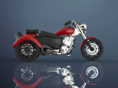 Motorcycle harley-davidson with sidecar 3D model