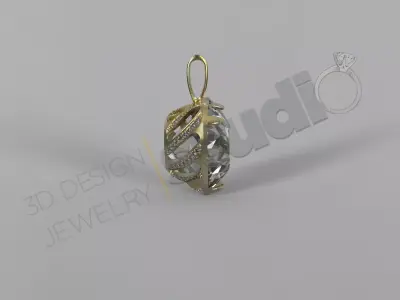 Luxury heart pendant with gems 3d model 3D print model