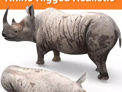 Dirty  Rhino 3D Models Rigged  game ready Low-poly 3D model