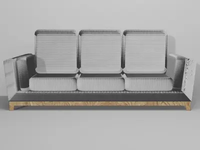 Cushion-Sofa sofa with three seats and wooden frame Free 3D model