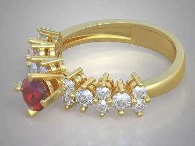 Diamond ring 0445 3D printable model  Free 3D print model