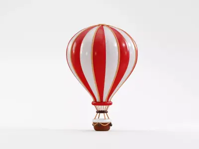 Hot Air Balloon Low-poly 3D model