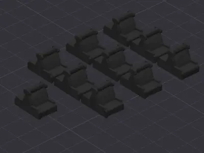 Interior Passenger car 2 and 3 for Rame sur Pneus HO 3D print model