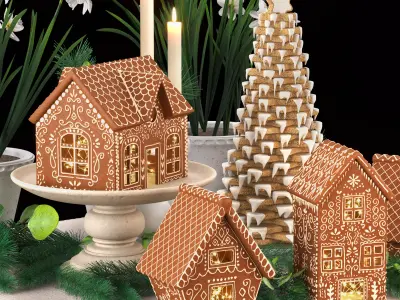 Gingerbread Village Houses 3D model