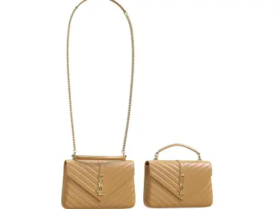 YSL Saint Laurent College Medium Chain Bag Yellow Low-poly 3D model