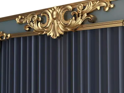 Cornice Classic Curtain 015 Low-poly 3D model