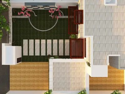 Duplex house 3d exterior view Free 3D model