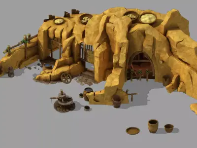 Game Mountain Building - Cave Dwelling 3 3D model