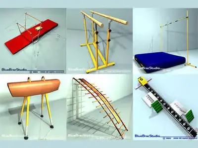 gimnastic equipment collection 3D model