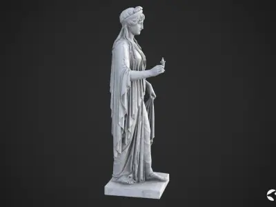 Hope Antique Statue - Old Granite Low-poly 3D model