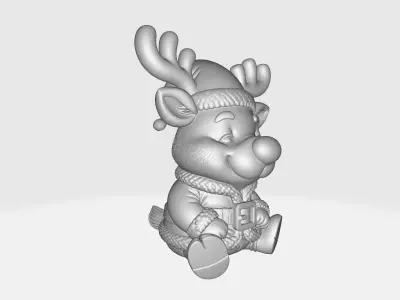 Cute Christmas Reindeer Figurine Adorable Holiday 3D print model