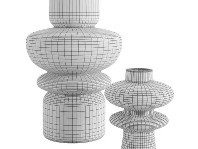 Set 2 Tiered Stoneware Vase 3D model