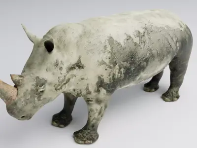 Rhino muddy Low-poly 3D model