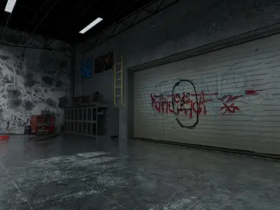 Detailed Car Garage 3D Blender File Textured FBX OBJ MTL Files 3D model